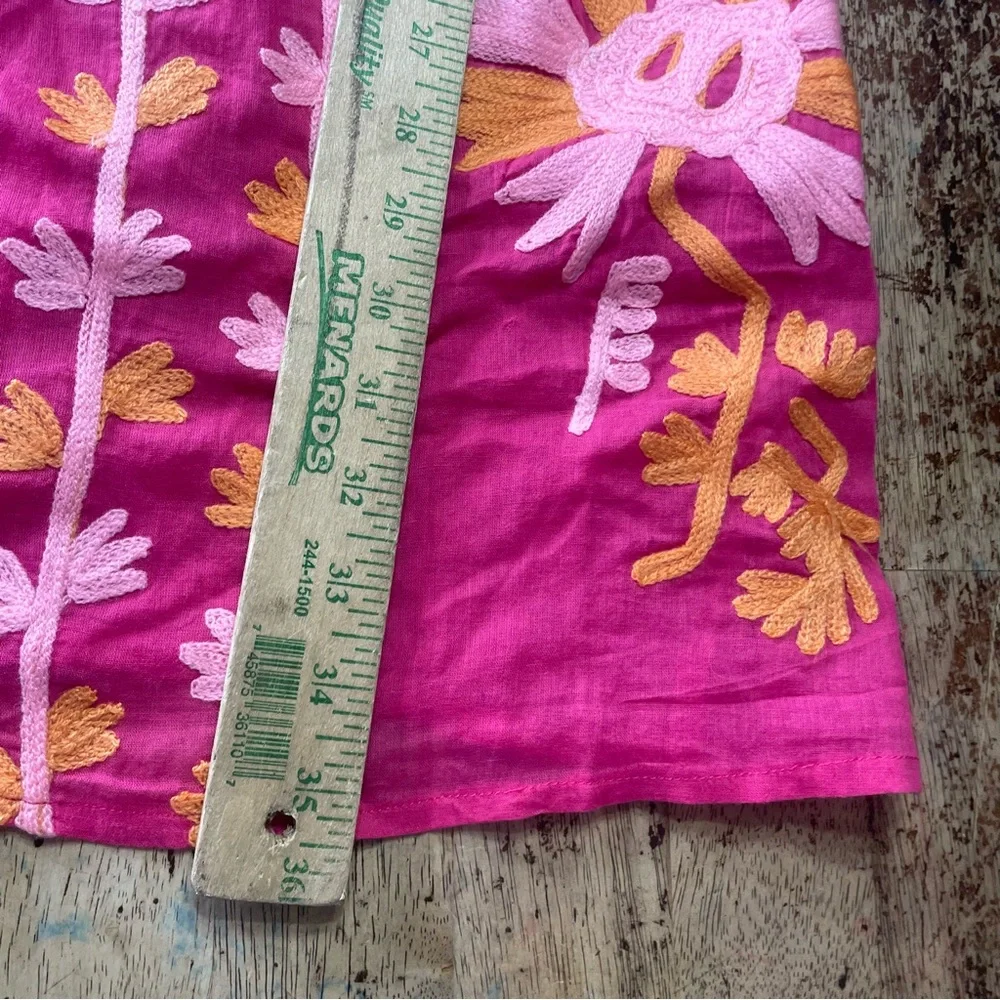 Debbie Katz South Beach‎ Women’s Peasant Tunic Pink Embroidered Size Large